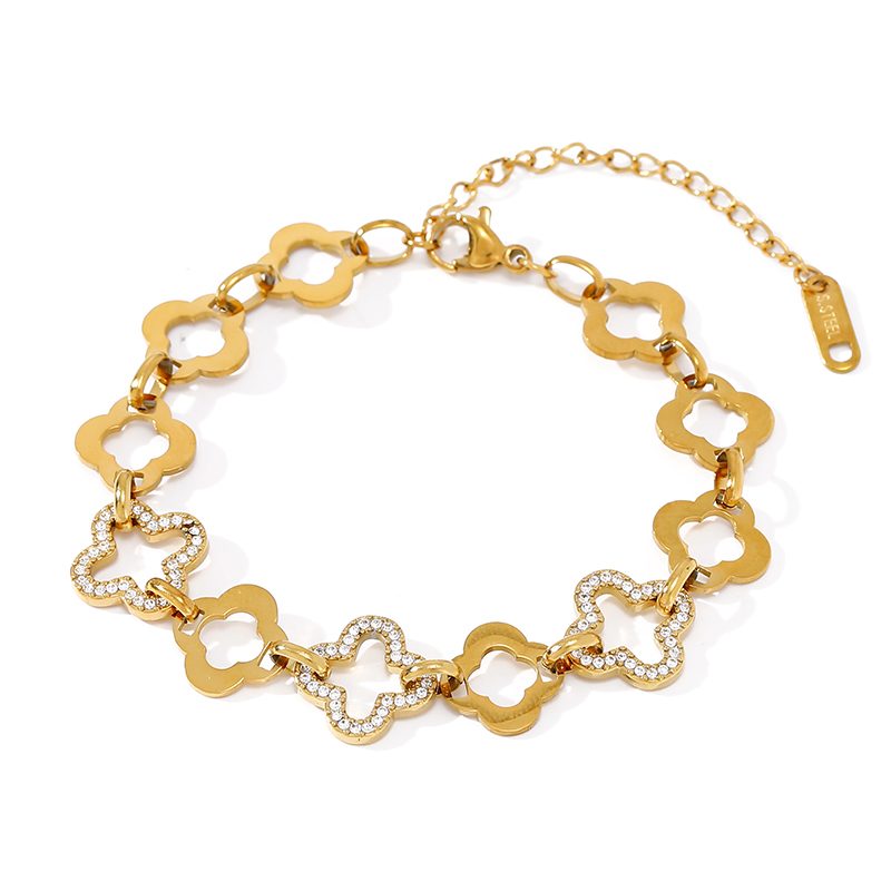 Ivanda Clover Link Bracelet Crystal Gold CHZRK616-1 - view 5