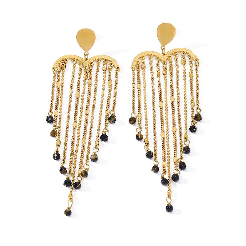Ivanda Pearl Tassel Fringe Earrings PVD 18K Gold Plated Stainless Steel YWD2-E2504945-1 - view 5