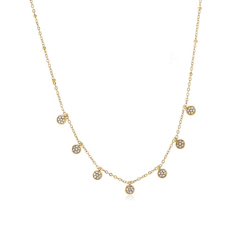 Ivanda Pavé Disc Drop Necklace PVD 18K Gold Plated Stainless Steel CH1928 Ivanda Pavé Disc Drop Necklace PVD 18K Gold Plated Stainless Steel CH1928 - view 6