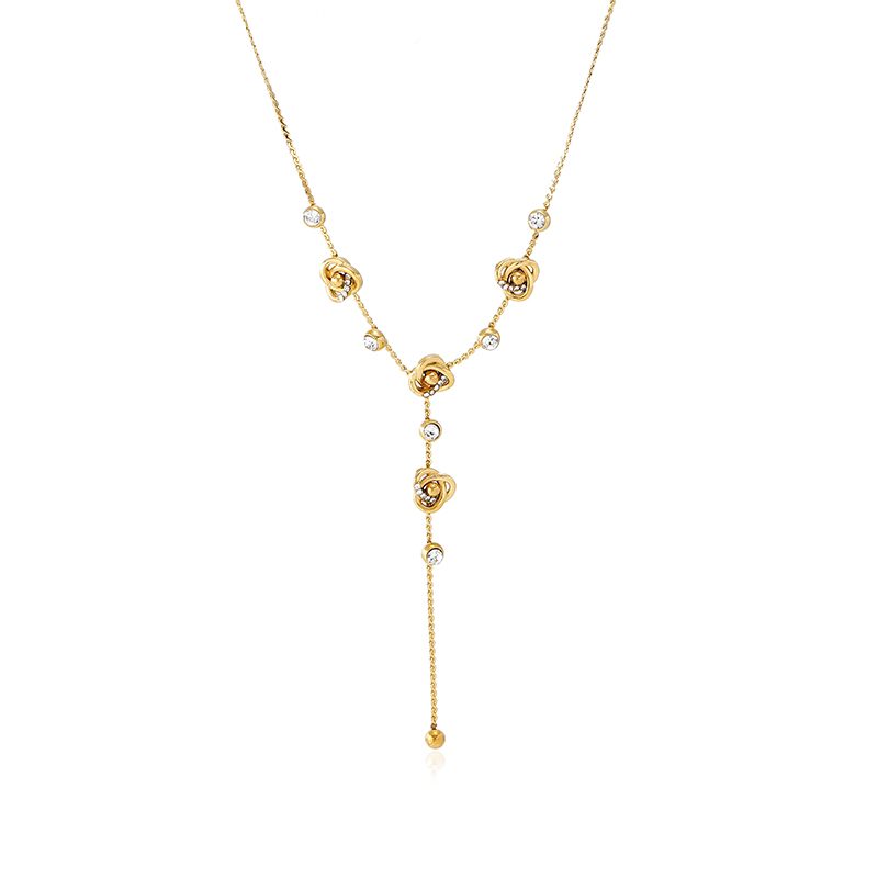 Ivanda Rose Station Lariat Necklace PVD 18K Gold Plated Stainless Steel CH1925 Ivanda Rose Station Lariat Necklace PVD 18K Gold Plated Stainless Steel CH1925 - view 6