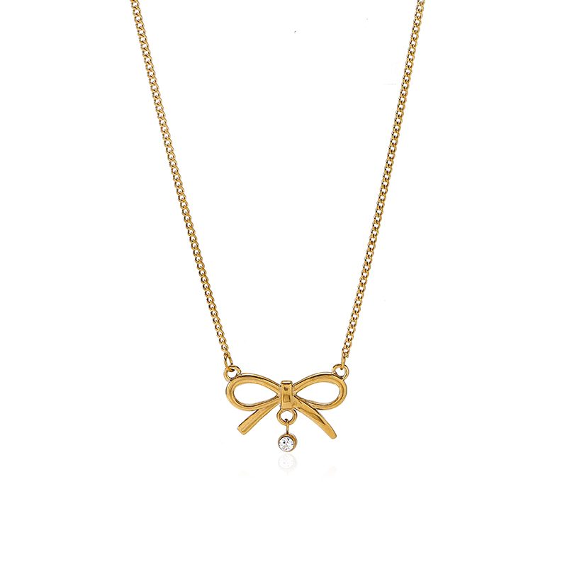 Ivanda Bow Pendant Necklace Pearl Drop Gold YHWM-N251201 Ivanda Bow Pendant Necklace Pearl Drop Gold YHWM-N251201 - view 5