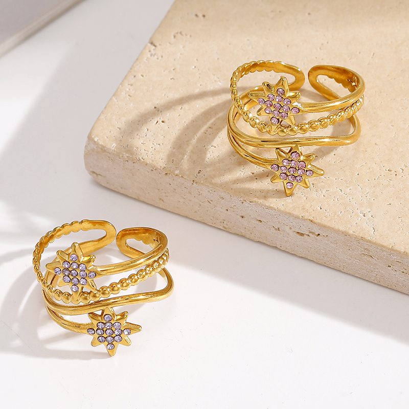 Ivanda Double Band Flower Ring Gold Stainless YWD2-R26062027-1 Ivanda Double Band Flower Ring Gold Stainless YWD2-R26062027-1 - view 6