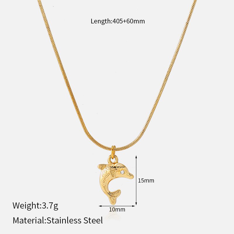 Ivanda Dolphin Pendant Necklace Gold Snake Chain CHZRK616-30 - view 1