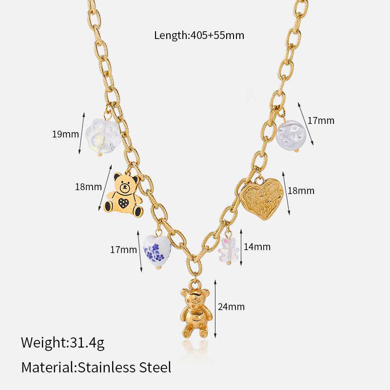 Ivanda Fruit & Flower Charm Necklace PVD 18K Gold Plated Stainless Steel CHXL02076-1 Ivanda Fruit & Flower Charm Necklace PVD 18K Gold Plated Stainless Steel CHXL02076-1 - view 6
