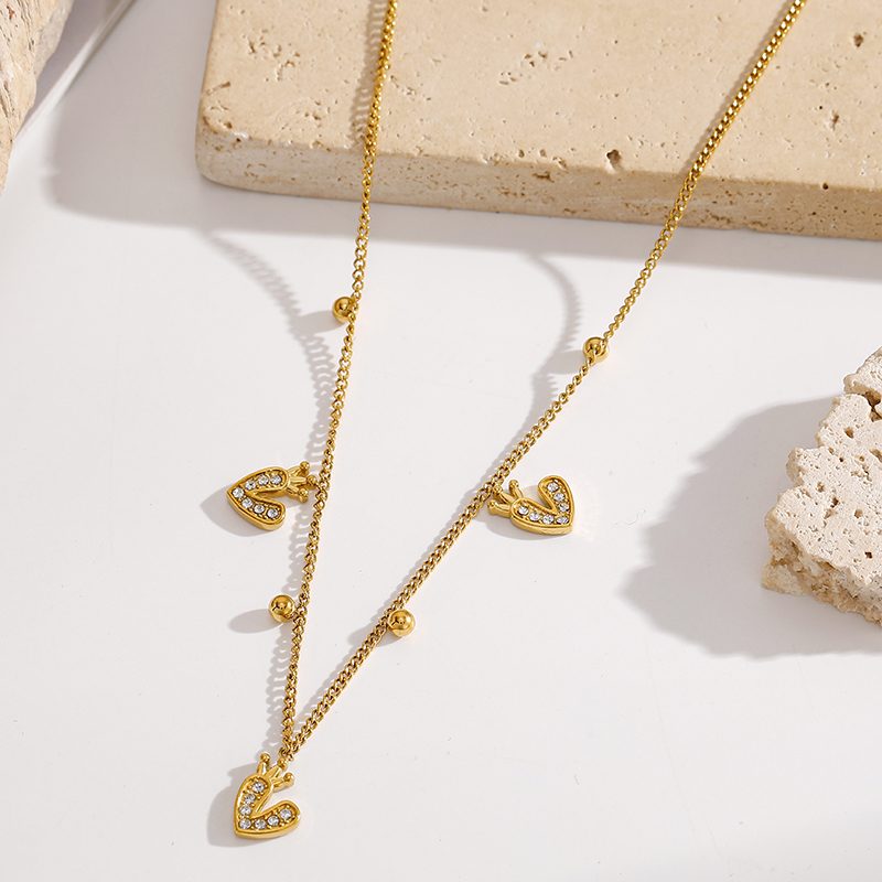Ivanda Crowned Heart Charm Necklace PVD 18K Gold Plated Stainless Steel CH1927 Ivanda Crowned Heart Charm Necklace PVD 18K Gold Plated Stainless Steel CH1927 - view 5
