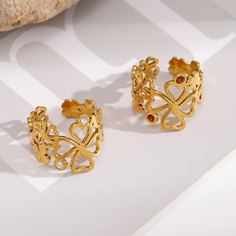 Ivanda Cutout Floral Band Ring Gold Stainless YWD2-R26062076-1 Ivanda Cutout Floral Band Ring Gold Stainless YWD2-R26062076-1 - view 6