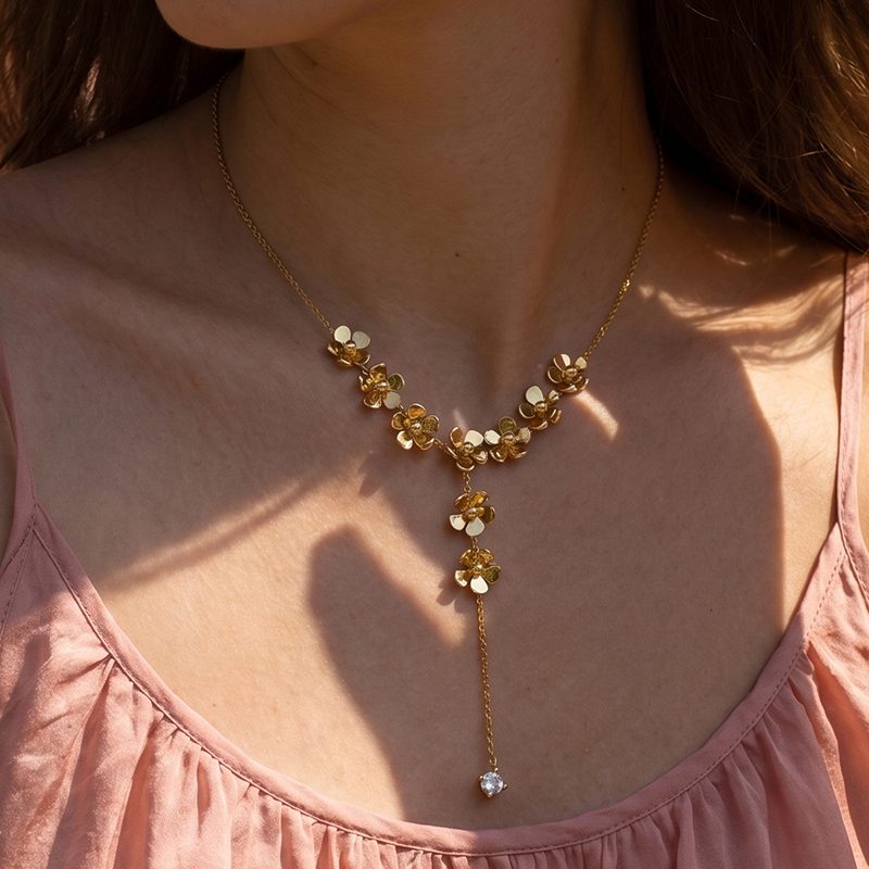 Ivanda Rose Station Lariat Necklace PVD 18K Gold Plated Stainless Steel CH1925 Ivanda Rose Station Lariat Necklace PVD 18K Gold Plated Stainless Steel CH1925 - view 2