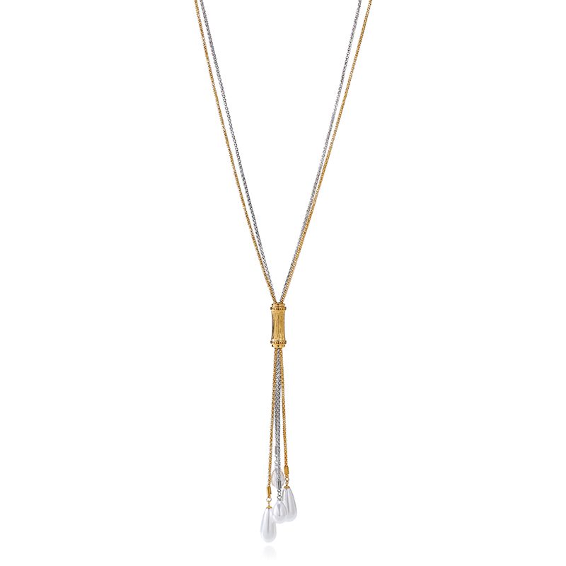 Ivanda Two-Tone Lariat Necklace Bar Drop CHPJ26710-3 - view 4