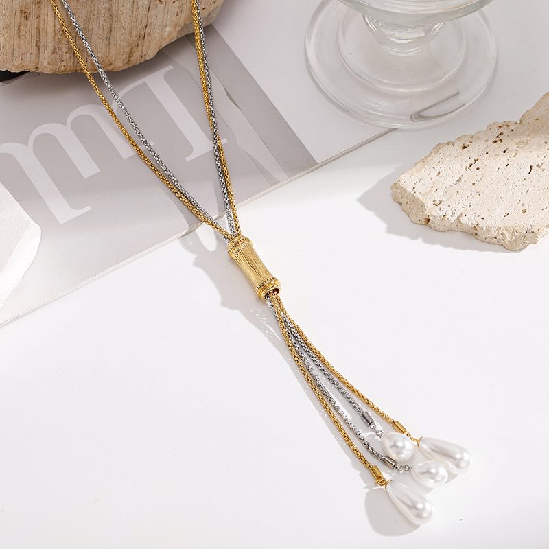 Ivanda Two-Tone Lariat Necklace Bar Drop CHPJ26710-3 - view 2