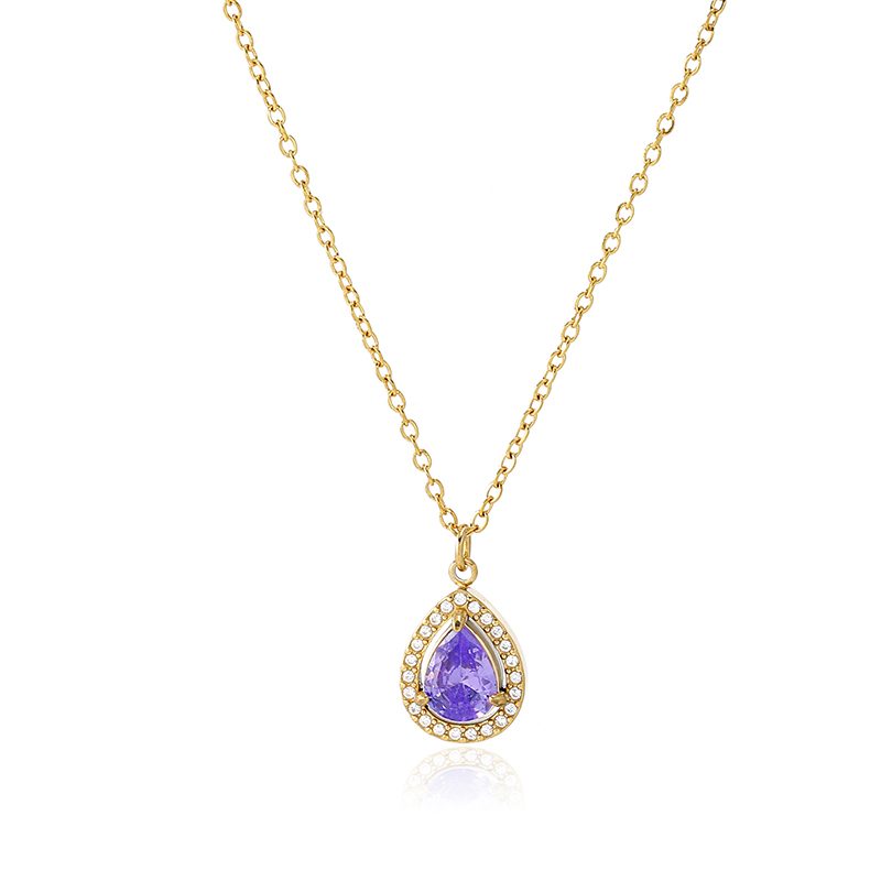 Ivanda Green Teardrop Pendant Necklace Gold CHZRK616-27 - view 4