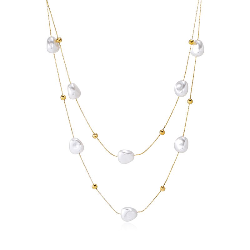 Ivanda Baroque Pearl Layer Necklace Gold CHZRK616-10 - view 3