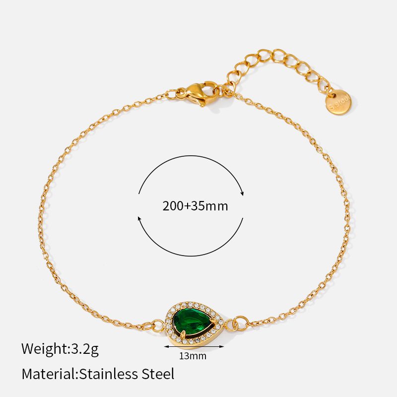 Ivanda Green Stone Halo Bracelet Gold CHZRK616-23 - view 1