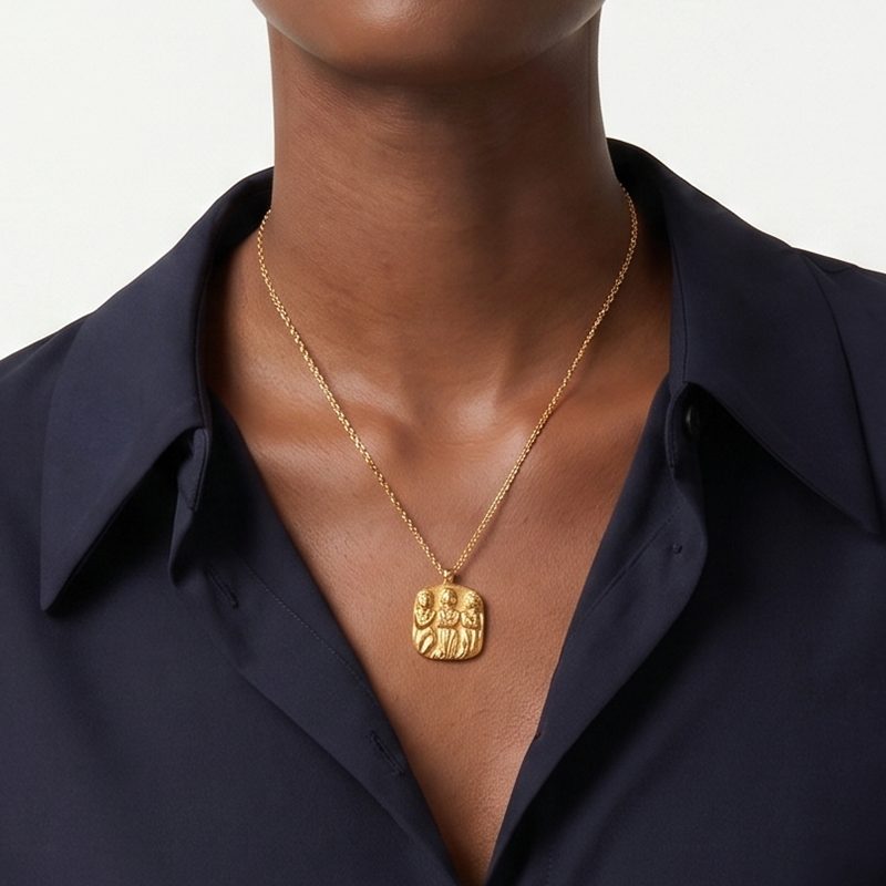 Ivanda Vintage Coin Pendant Necklace PVD 18K Gold Plated Stainless Steel CHGXL-2123-J Ivanda Vintage Coin Pendant Necklace PVD 18K Gold Plated Stainless Steel CHGXL-2123-J - view 4