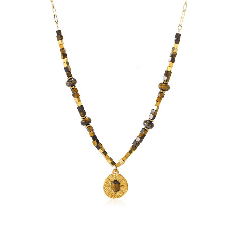 Ivanda Mixed Bead Link Necklace Gold Chunky CHZRK616-13 - view 4