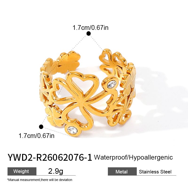 Ivanda Cutout Floral Band Ring Gold Stainless YWD2-R26062076-1 Ivanda Cutout Floral Band Ring Gold Stainless YWD2-R26062076-1 - view 1