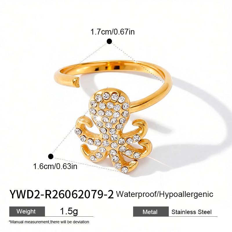 Ivanda Wavy Crystal Band Ring Gold Stainless YWD2-R26062073 - view 3