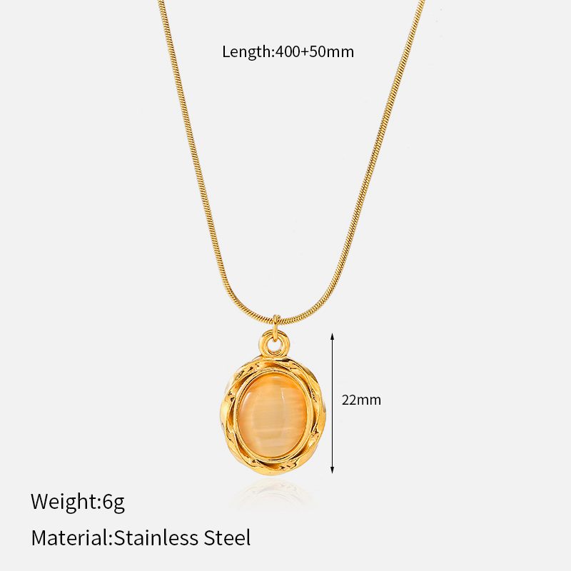 Ivanda Pink Stone Pendant Necklace Gold Snake Chain CHZRK616-33 - view 3