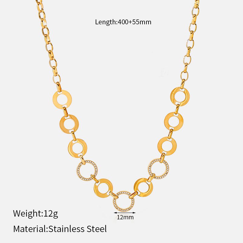 Ivanda Chunky Pavé Link Necklace Gold Statement CHZRK616-5 Ivanda Chunky Pavé Link Necklace Gold Statement CHZRK616-5 - view 2