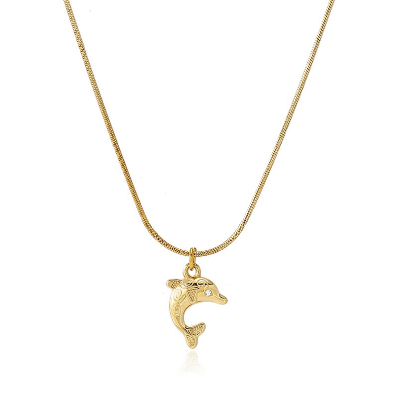 Ivanda Dolphin Pendant Necklace Gold Snake Chain CHZRK616-30 - view 5