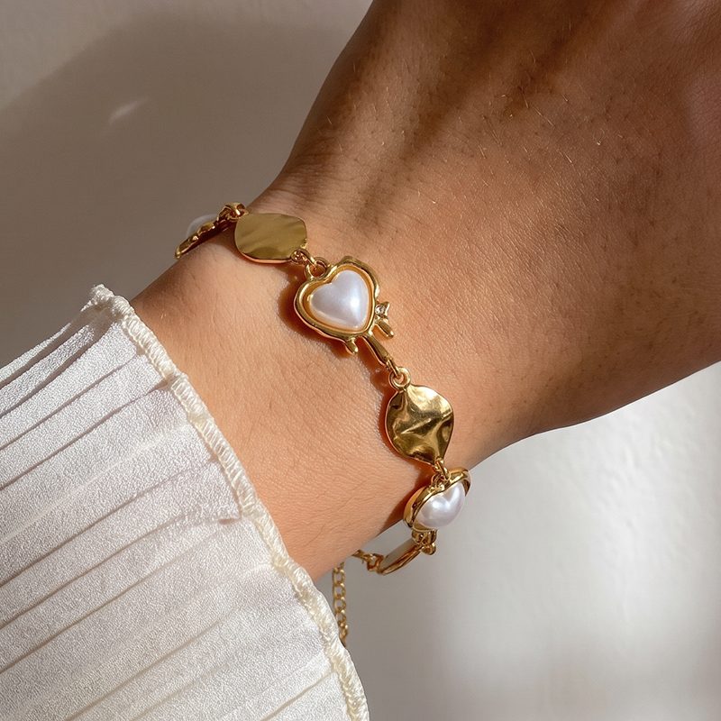 Ivanda Heart Pearl Charm Bracelet Gold CHPJ26710-7 - view 5