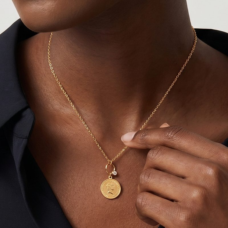 Ivanda Vintage Coin Pendant Necklace PVD 18K Gold Plated Stainless Steel CHGXL-2123-J Ivanda Vintage Coin Pendant Necklace PVD 18K Gold Plated Stainless Steel CHGXL-2123-J - view 2
