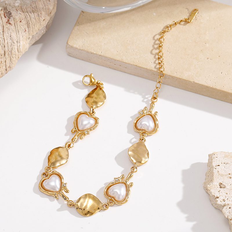 Ivanda Heart Pearl Charm Bracelet Gold CHPJ26710-7 - view 2