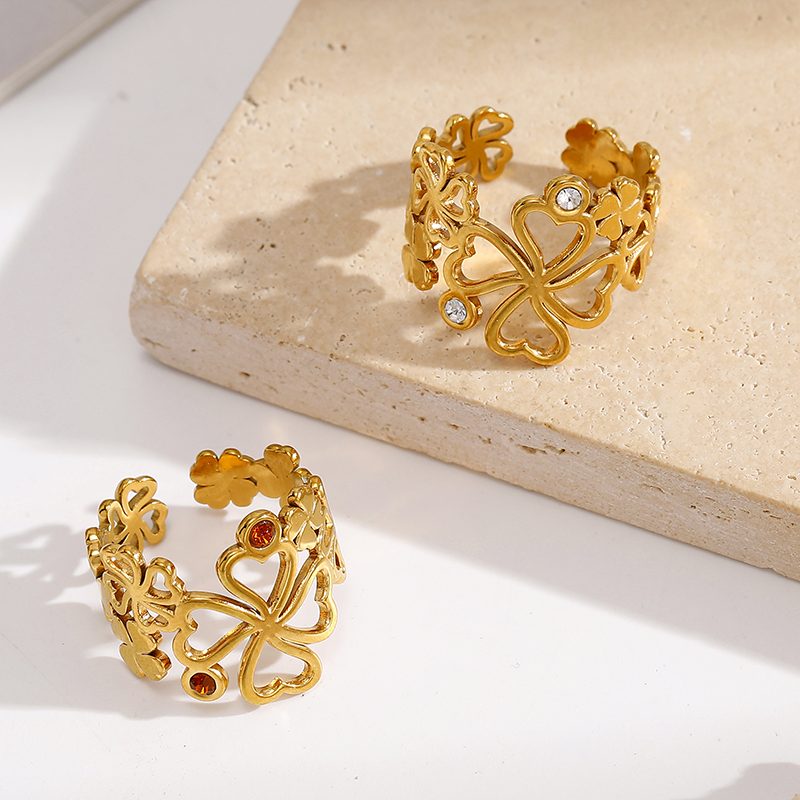 Ivanda Cutout Floral Band Ring Gold Stainless YWD2-R26062076-1 Ivanda Cutout Floral Band Ring Gold Stainless YWD2-R26062076-1 - view 5