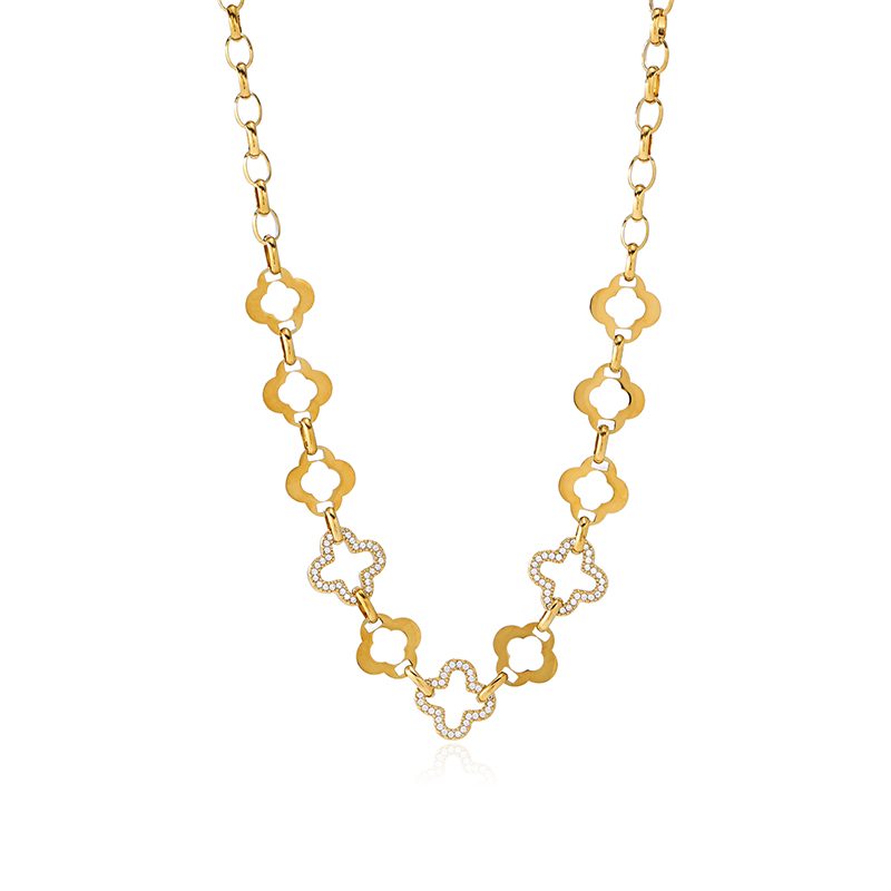 Ivanda Chunky Pavé Link Necklace Gold Statement CHZRK616-5 Ivanda Chunky Pavé Link Necklace Gold Statement CHZRK616-5 - view 5