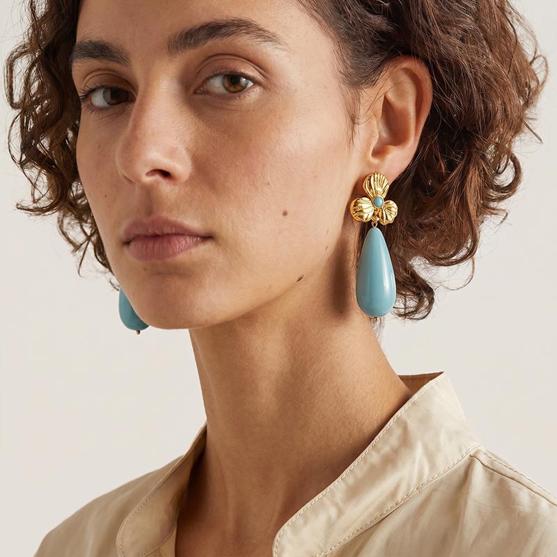 Ivanda Shell & Resin Teardrop Earrings PVD 18K Gold Plated Stainless Steel YWD2-E2504955-2 Ivanda Shell & Resin Teardrop Earrings PVD 18K Gold Plated Stainless Steel YWD2-E2504955-2 - view 5