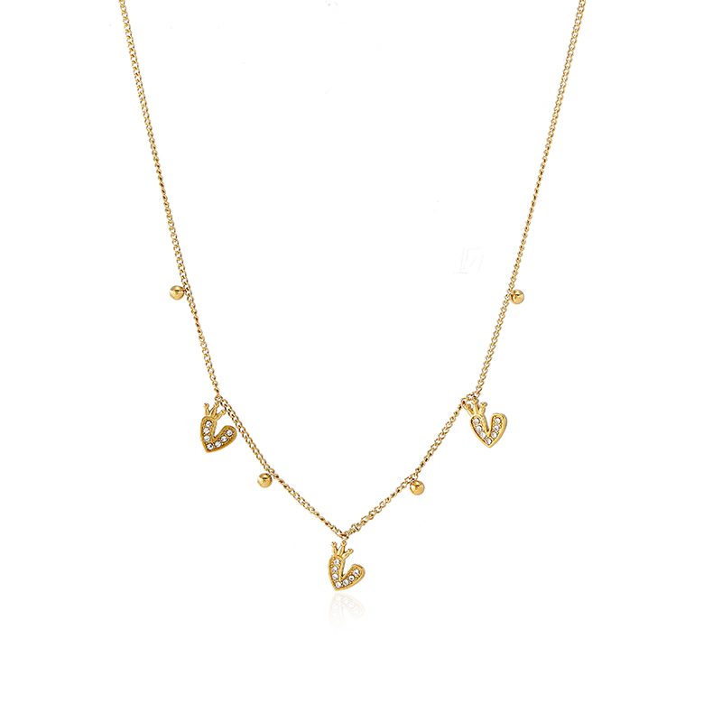 Ivanda Crowned Heart Charm Necklace PVD 18K Gold Plated Stainless Steel CH1927 Ivanda Crowned Heart Charm Necklace PVD 18K Gold Plated Stainless Steel CH1927 - view 3