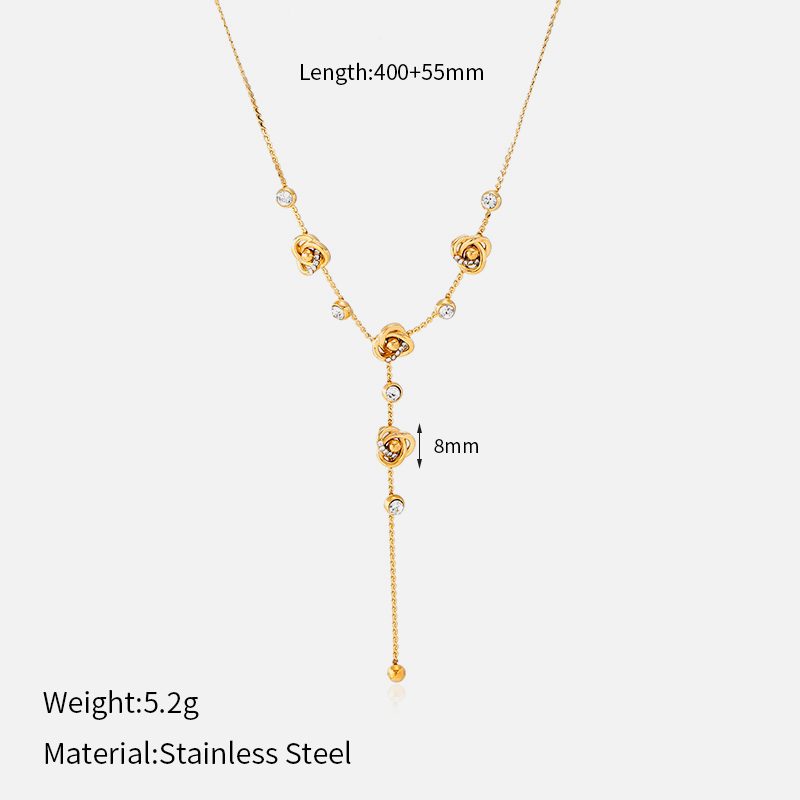 Ivanda Rose Station Lariat Necklace PVD 18K Gold Plated Stainless Steel CH1925 Ivanda Rose Station Lariat Necklace PVD 18K Gold Plated Stainless Steel CH1925 - view 1
