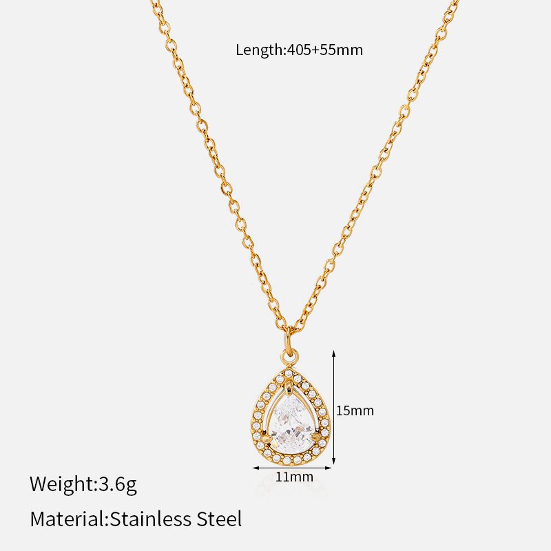 Ivanda Green Teardrop Pendant Necklace Gold CHZRK616-27 - view 3