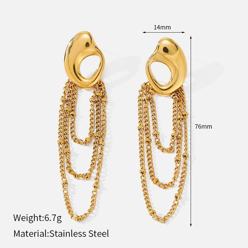 Ivanda Chain Tassel Drop Earrings Gold CHZRK616-44 Ivanda Chain Tassel Drop Earrings Gold CHZRK616-44 - view 2
