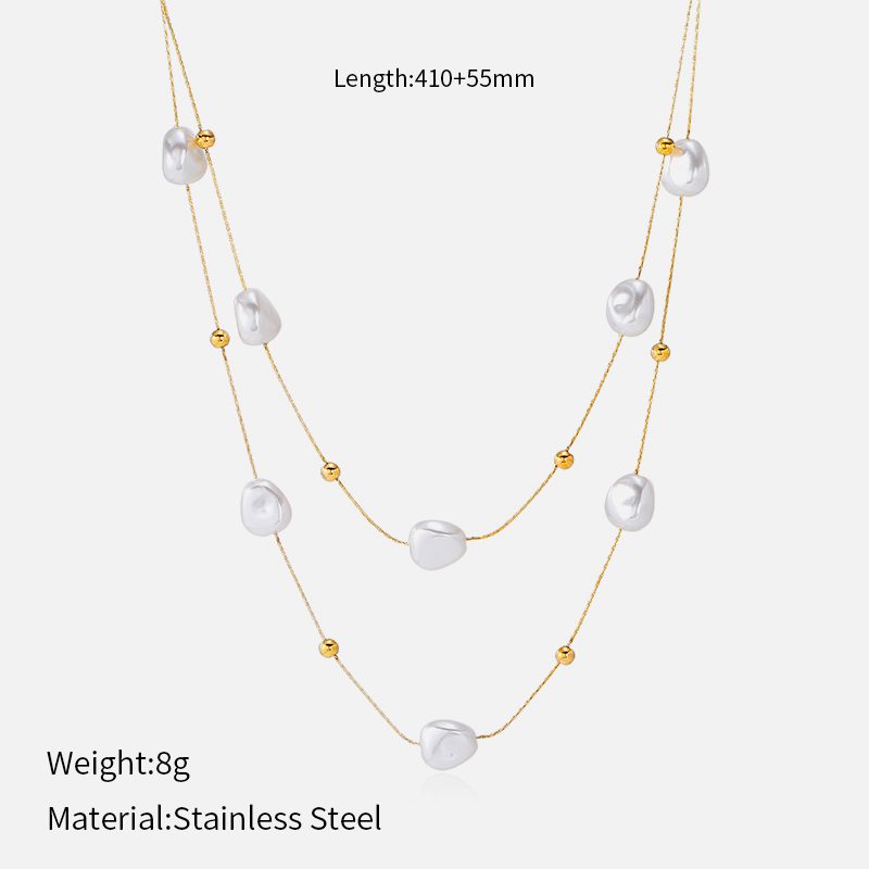 Ivanda Baroque Pearl Layer Necklace Gold CHZRK616-10 - view 1