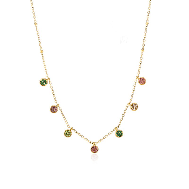 Ivanda Pavé Disc Drop Necklace PVD 18K Gold Plated Stainless Steel CH1928 Ivanda Pavé Disc Drop Necklace PVD 18K Gold Plated Stainless Steel CH1928 - view 5
