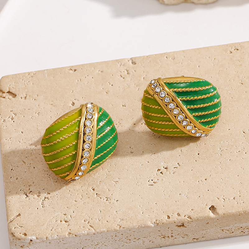 Ivanda Enamel Flower Hoop Earrings PVD 18K Gold Plated Stainless Steel YWD2-E2504958-2 - view 5