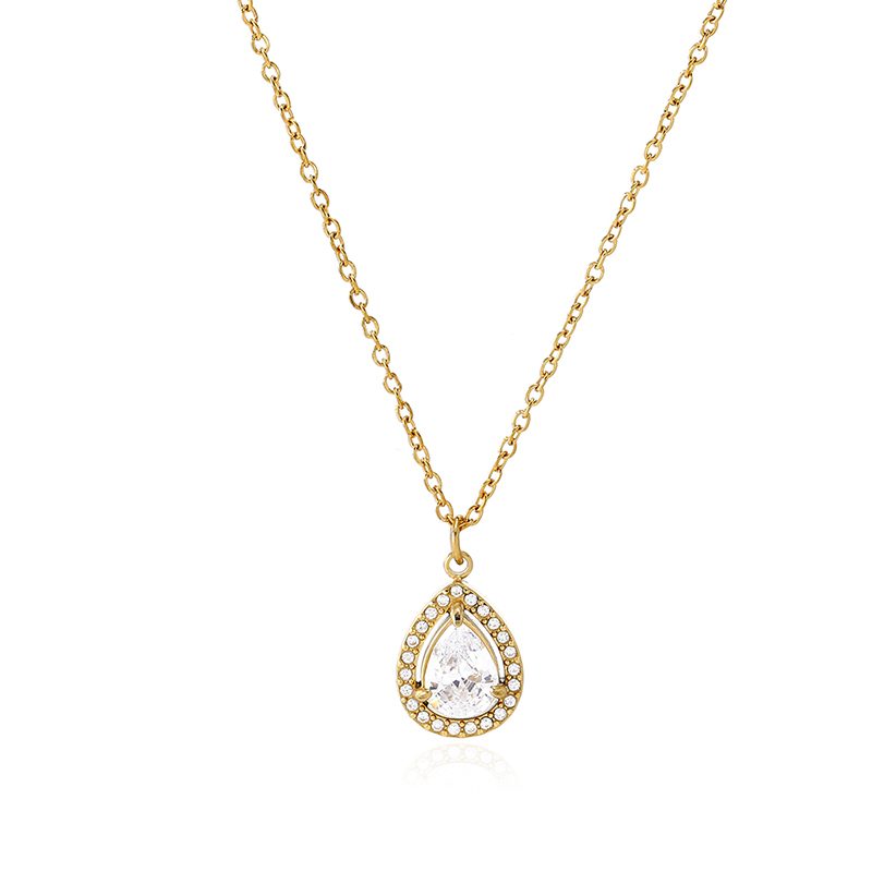 Ivanda Green Teardrop Pendant Necklace Gold CHZRK616-27 - view 6
