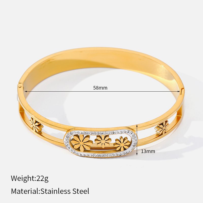 Ivanda Starfish Crystal Bangle PVD 18K Gold Plated Stainless Steel CHOB-1976-J-W - view 6