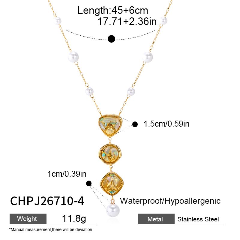 Ivanda Heart Link Stone Drop Necklace Gold CHPJ26710-4 Ivanda Heart Link Stone Drop Necklace Gold CHPJ26710-4 - view 1