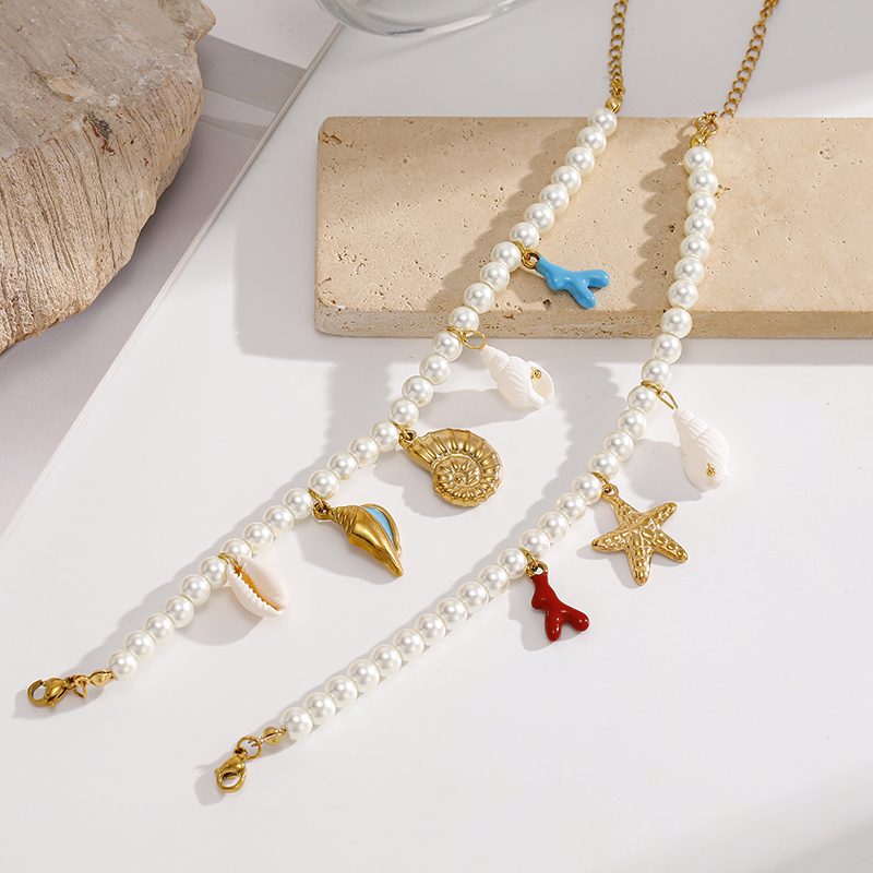 Ivanda Pearl Beach Charm Bracelet Conch Coral CHZRK616-20 - view 5