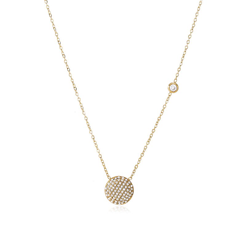 Ivanda Pavé Disc Pendant Necklace Gold CHZRK616-16 - view 3