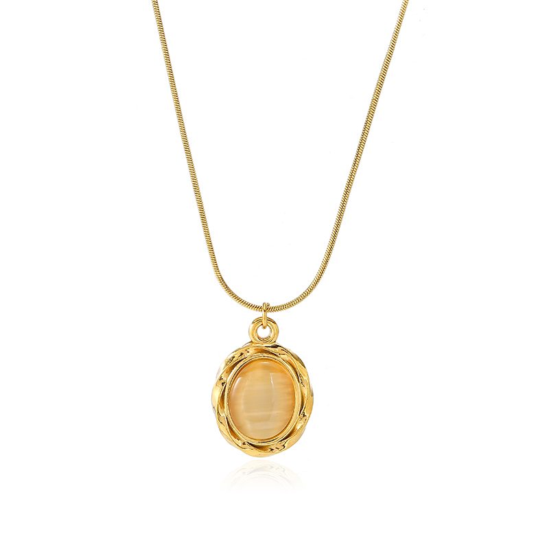 Ivanda Pink Stone Pendant Necklace Gold Snake Chain CHZRK616-33 - view 6