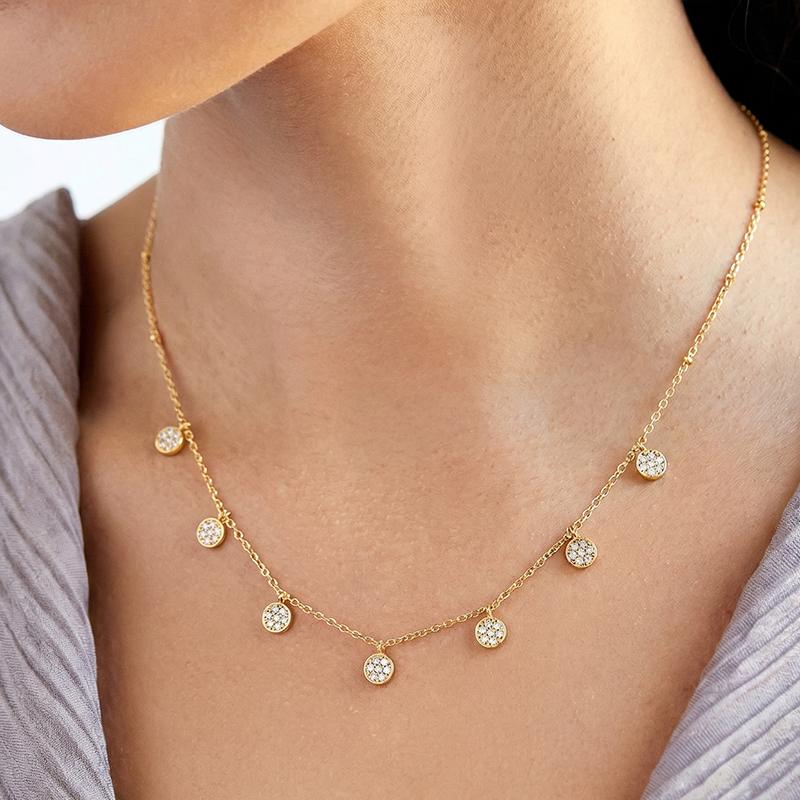 Ivanda Pavé Disc Drop Necklace PVD 18K Gold Plated Stainless Steel CH1928 Ivanda Pavé Disc Drop Necklace PVD 18K Gold Plated Stainless Steel CH1928 - view 4
