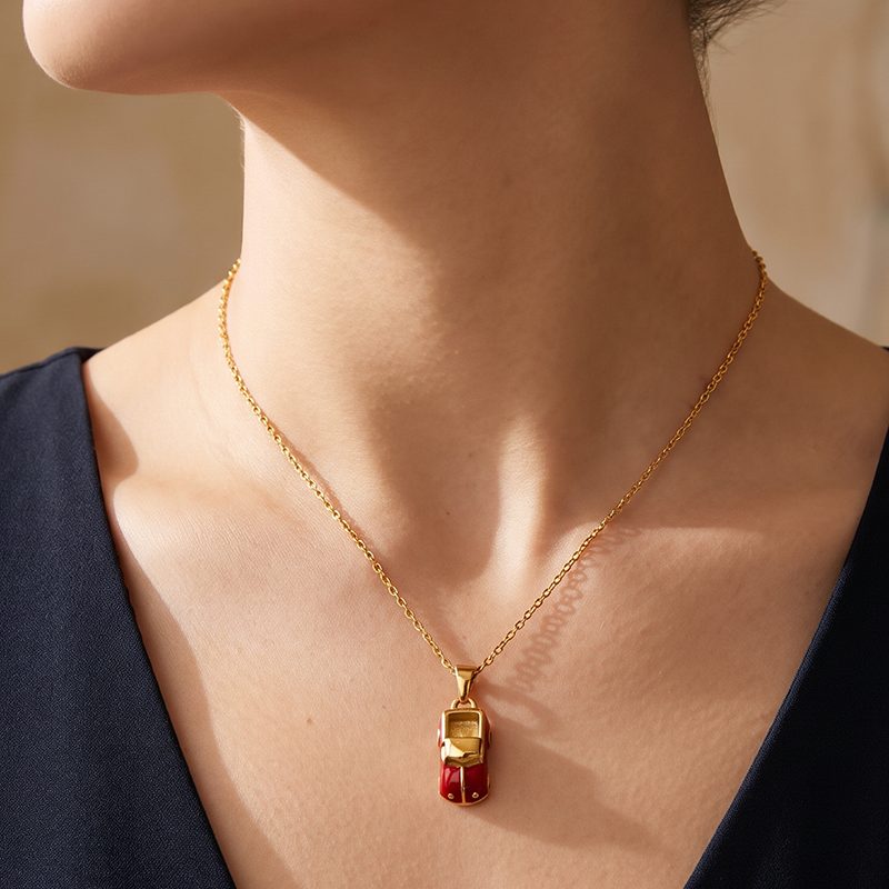 Ivanda Red Cherry Pendant Necklace Gold CPXB-099 - view 5