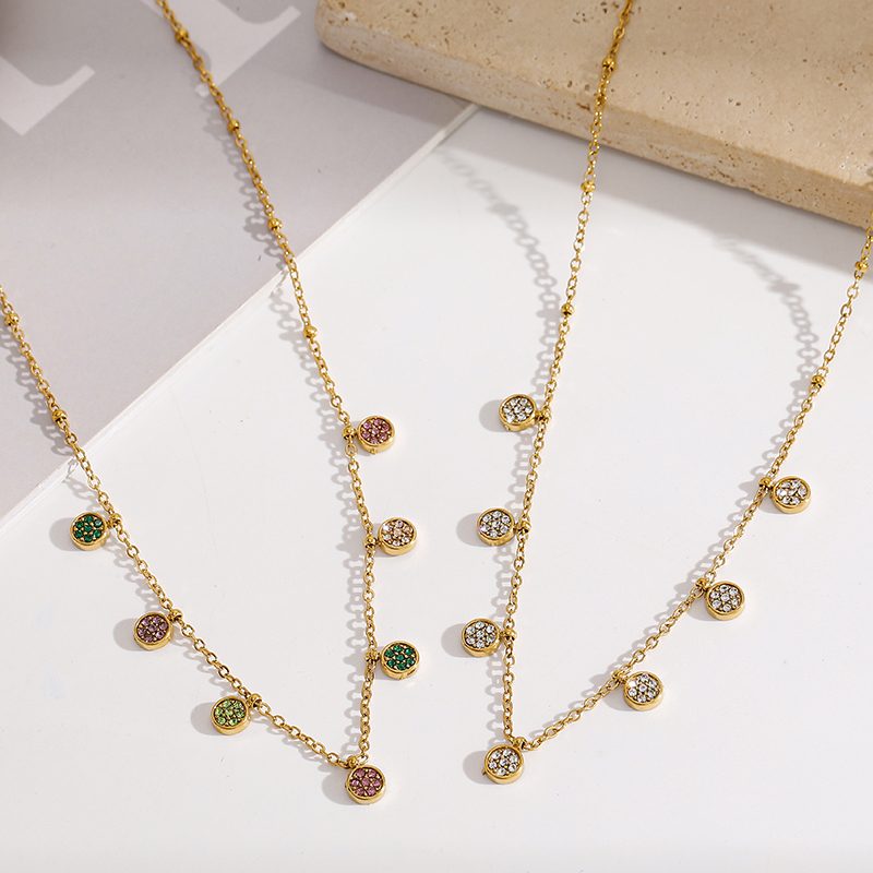 Ivanda Pavé Disc Station Necklace Gold CH1928 - view 6