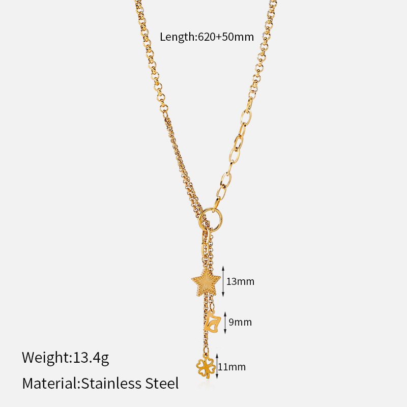 Ivanda Maple Leaf Ring Chain Necklace CHOFXL-0590-J - view 3