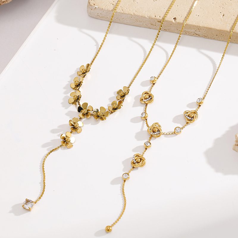 Ivanda Rose Lariat Necklace Gold Stainless Steel CH1925 - view 5