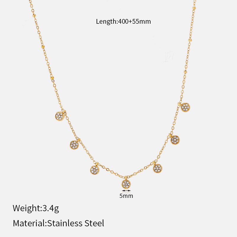 Ivanda Pavé Disc Station Necklace Gold CH1928 - view 1