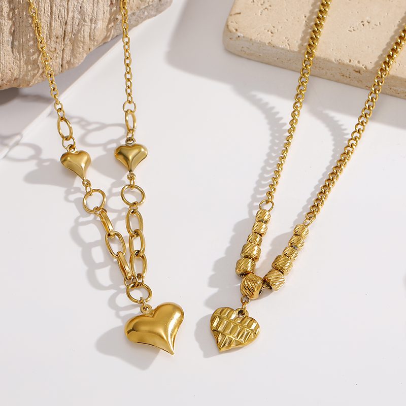 Ivanda Heart Locket Beaded Necklace Gold CHOFXL-0500-J - view 5