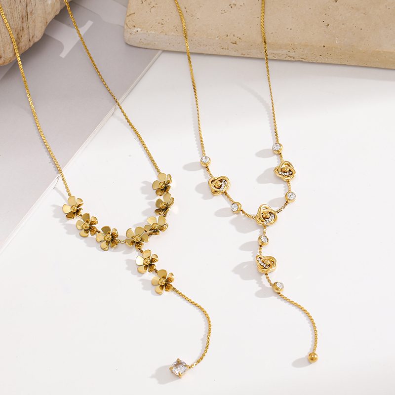 Ivanda Rose Lariat Necklace Gold Stainless Steel CH1925 - view 6